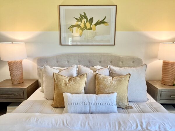 Richmond Cove Palm Bay Holiday Builders Model Home primary bedding