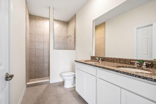 The owners bath of the Beverly floorplan from the Cornerstone Collection in Eden Hills