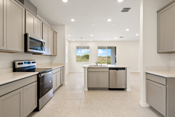 The kitchen of the Biscayne floorplan of the Cornerstone Collection in Eden Hills