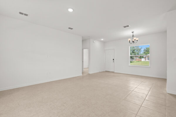 The entryway in the Clearwater floorplan from the Cornerstone collection by Holiday Builders.