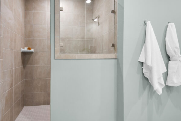 The Owner's Tiled Shower in the Eden floorplan from the Cornerstone Collection.