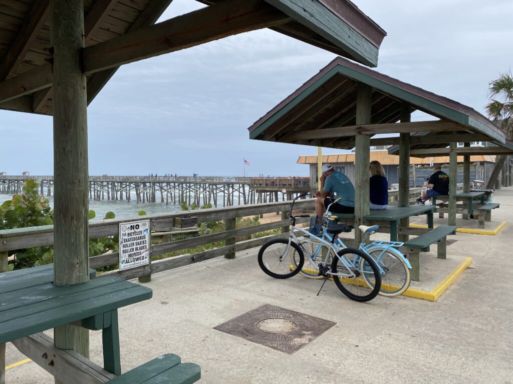 Bikes are parking at the beach along Flagler Beach.