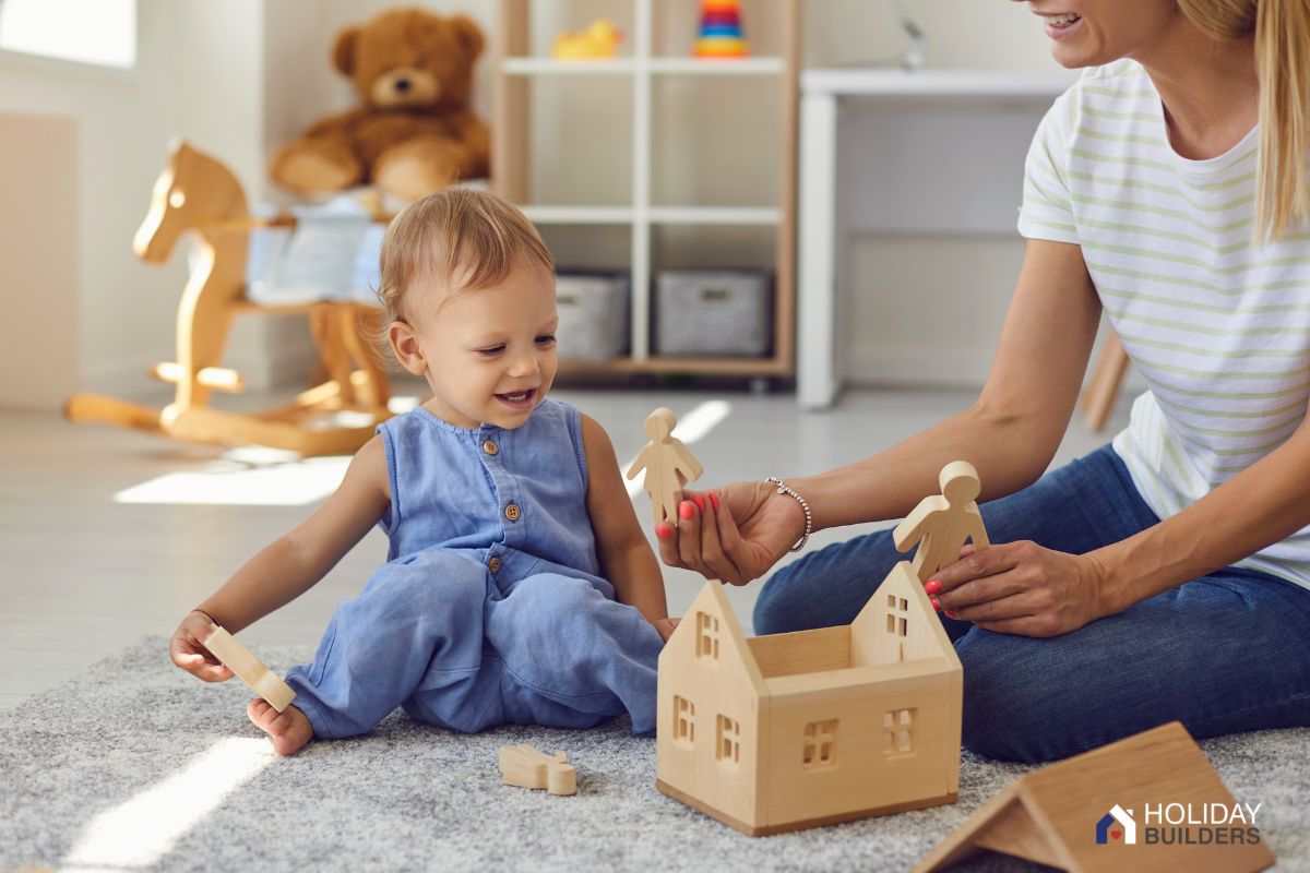 Mom and child at home