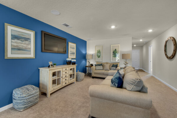 The living area in the Grayton floorplan from the Value collection by Holiday Builders.