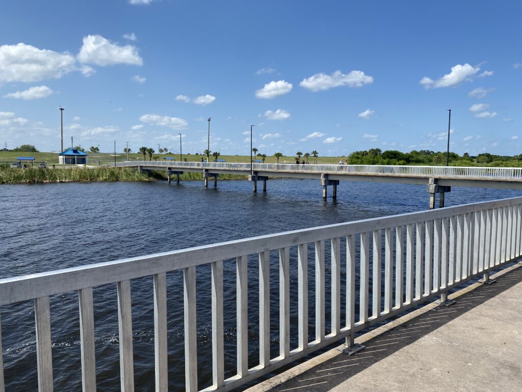 Lake Okeechobee dock in Florida near Palm Creek Estates new home community