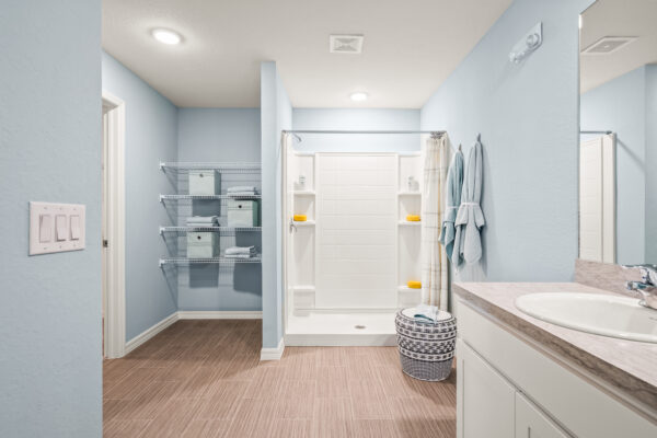 The master bath in the Majestic floorplan from the Value collection by Holiday Builders.