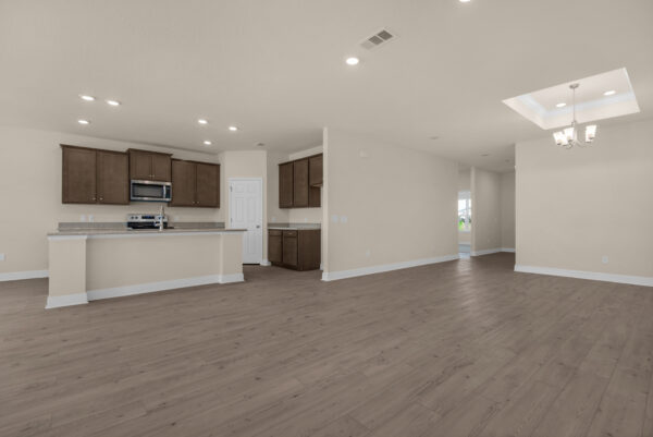 The open floorplan of the Miramar floorplan from the Cornerstone Collection by Holiday Builders.