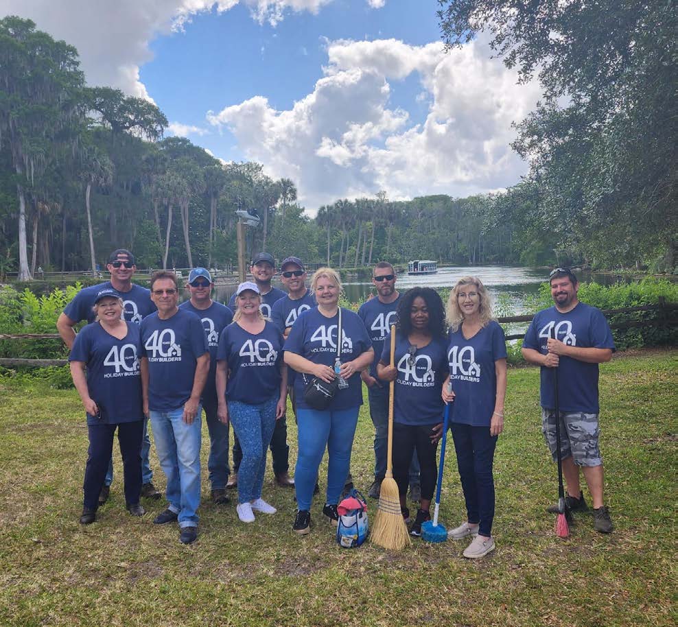 Holiday Builders employees volunteer at Silver Springs Park in Ocala in celebration of Holidays' 40th Anniversary.