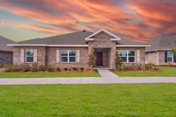 The exterior of the Osprey floorplan from the Cornerstone collection by Holiday Builders.