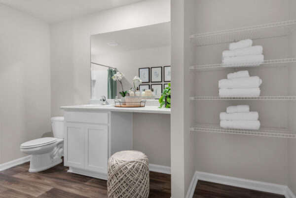 The master bath in the Palmer floorplan from the Value collection by Holiday Builders.