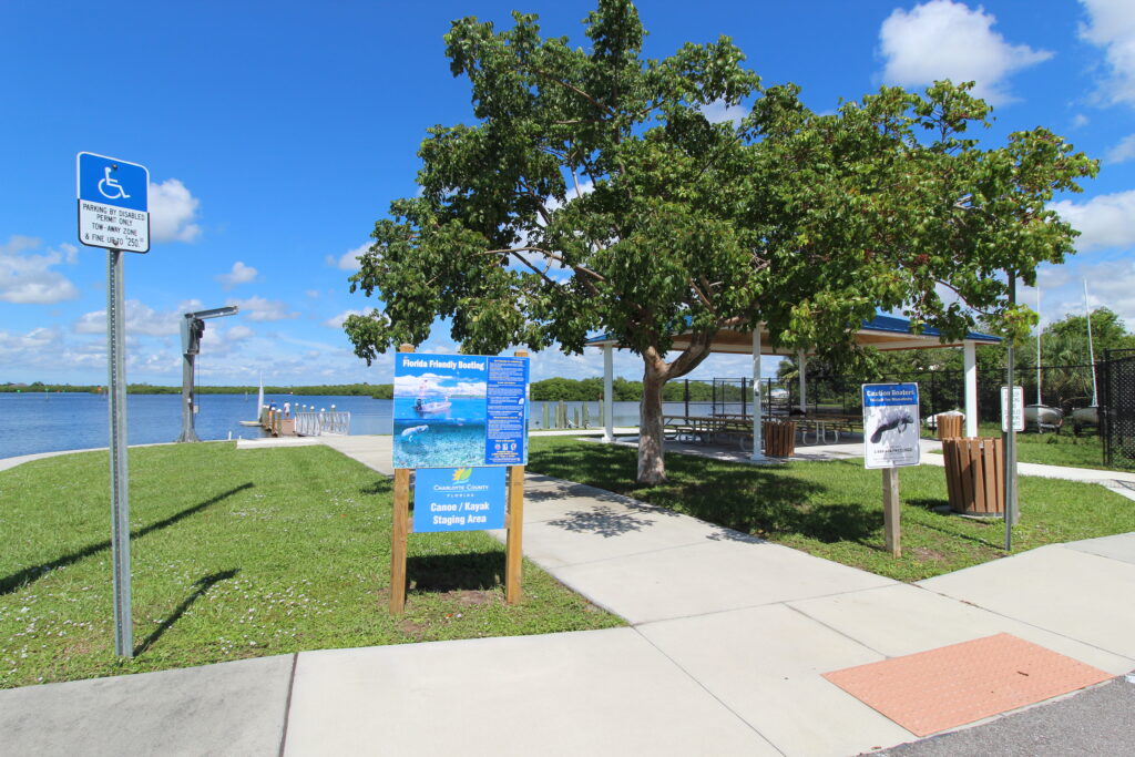Waterfront park and boat launch in Port Charlotte, Florida.