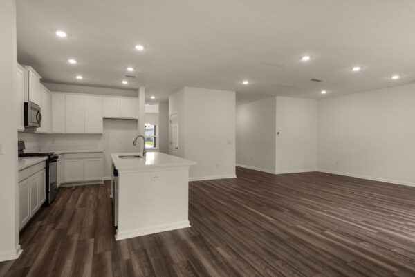 The open concept Rosemary floorplan from the Cornerstone collection by Holiday Builders.