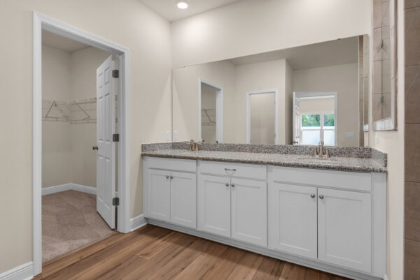 The owner's bath in the Rosemary floorplan from the Cornerstone Collection by Holiday Builders.