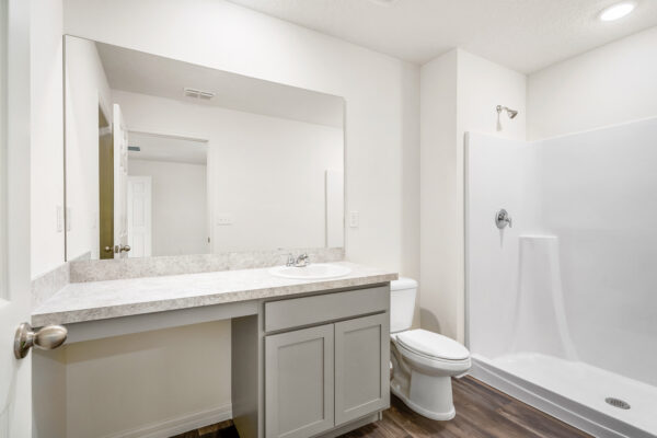 The master bath in the Sago floorplan from the Value collection by Holiday Builders.