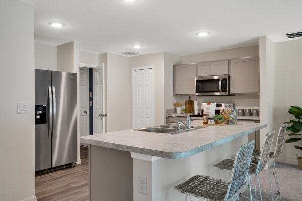 The Sylvester floorplan from the Value Collection is the sales center in Palm Bay.