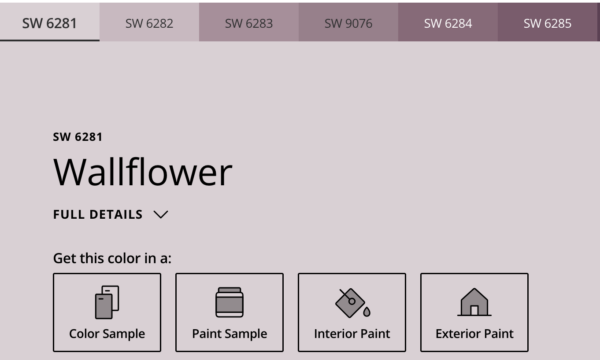 A paint swatch featuring Wallflower, a shade of purple.
